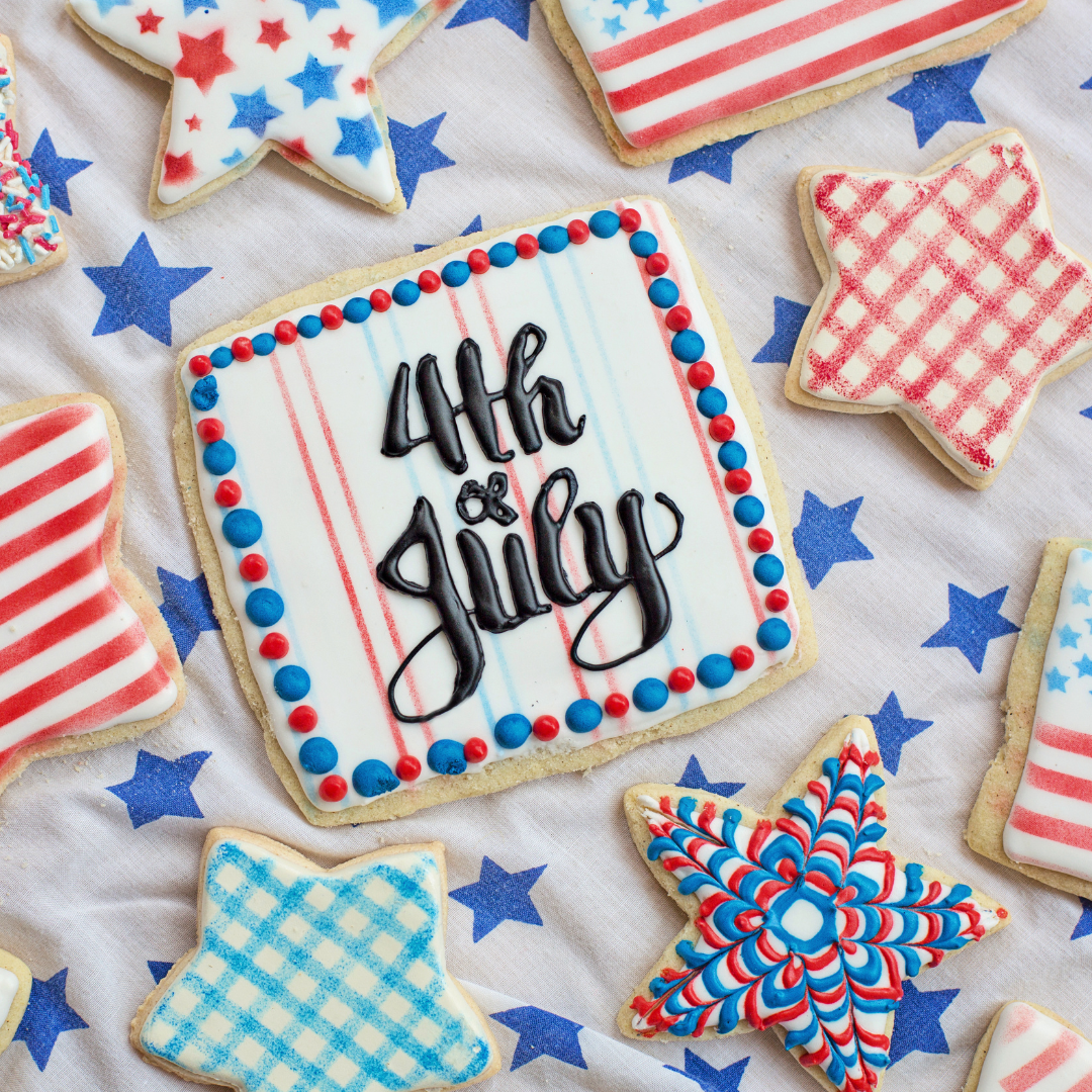 Fourth of July Cookies, red, white, and blue